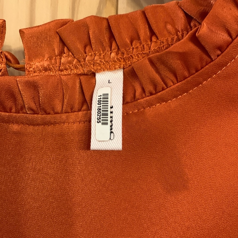 Women's Orange/Rust Ruffle Sleeve Top - Picture 3 of 3